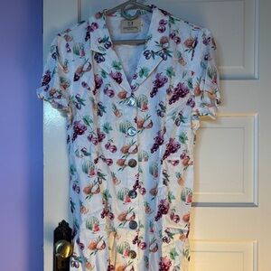 Fashion Brand Company Fruit Button-Up Shirt Dress